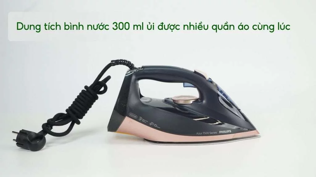 Bàn ủi hơi nước Philips DST7510_80 Đen Dung tích bình nước 300 ml ủi được nhiều quần áo cùng lúc