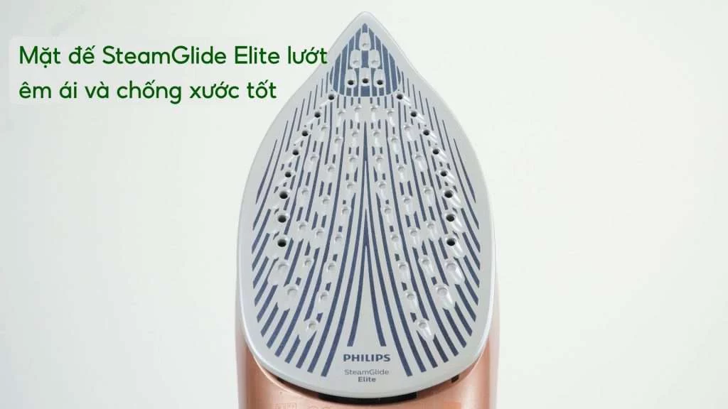 Bàn ủi hơi nước Philips DST7510_80 Đen Mặt đế SteamGlide Elite lướt êm ái và chống xước tốt