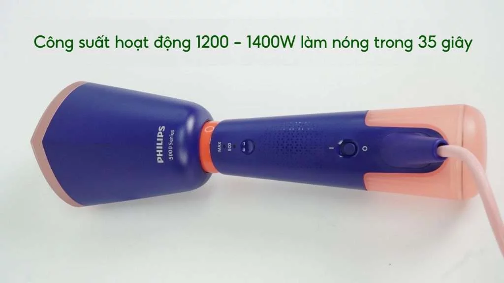 Bàn ủi hơi nước cầm tay Philips STH5030_20_ Xanh dương Công suất hoạt động 1200 – 1400W làm nóng trong 35 giây