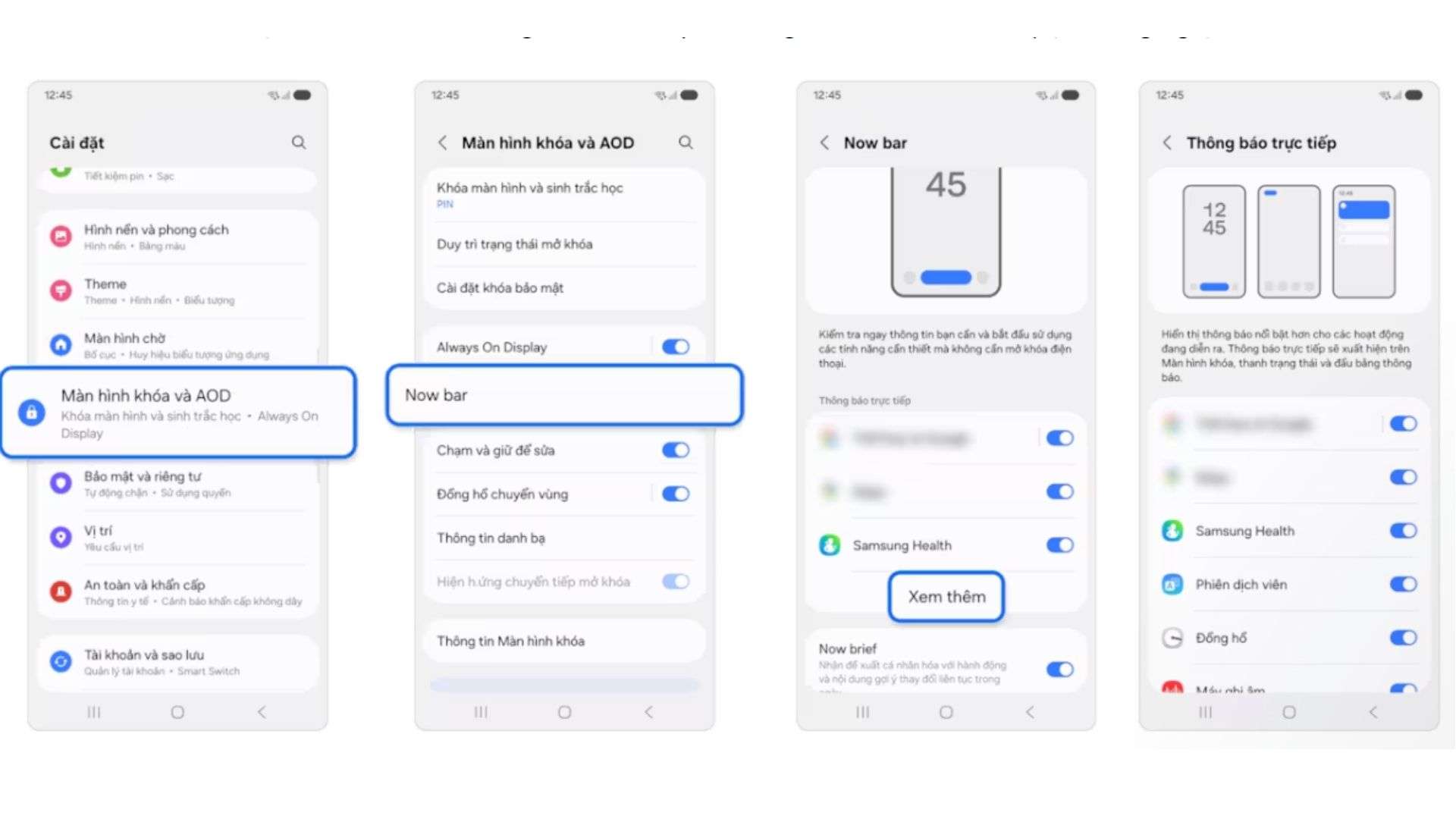 Cách mở Now Bar trên Galaxy S25 Series