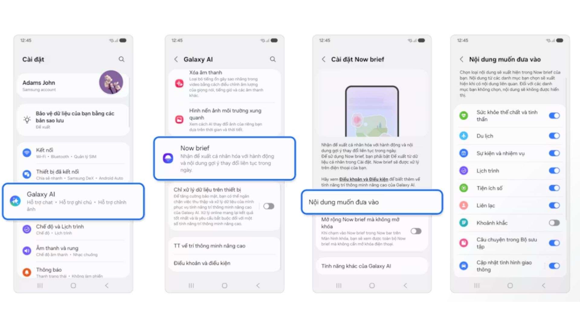 Cách mở Now Brief trên Galaxy S25 Series