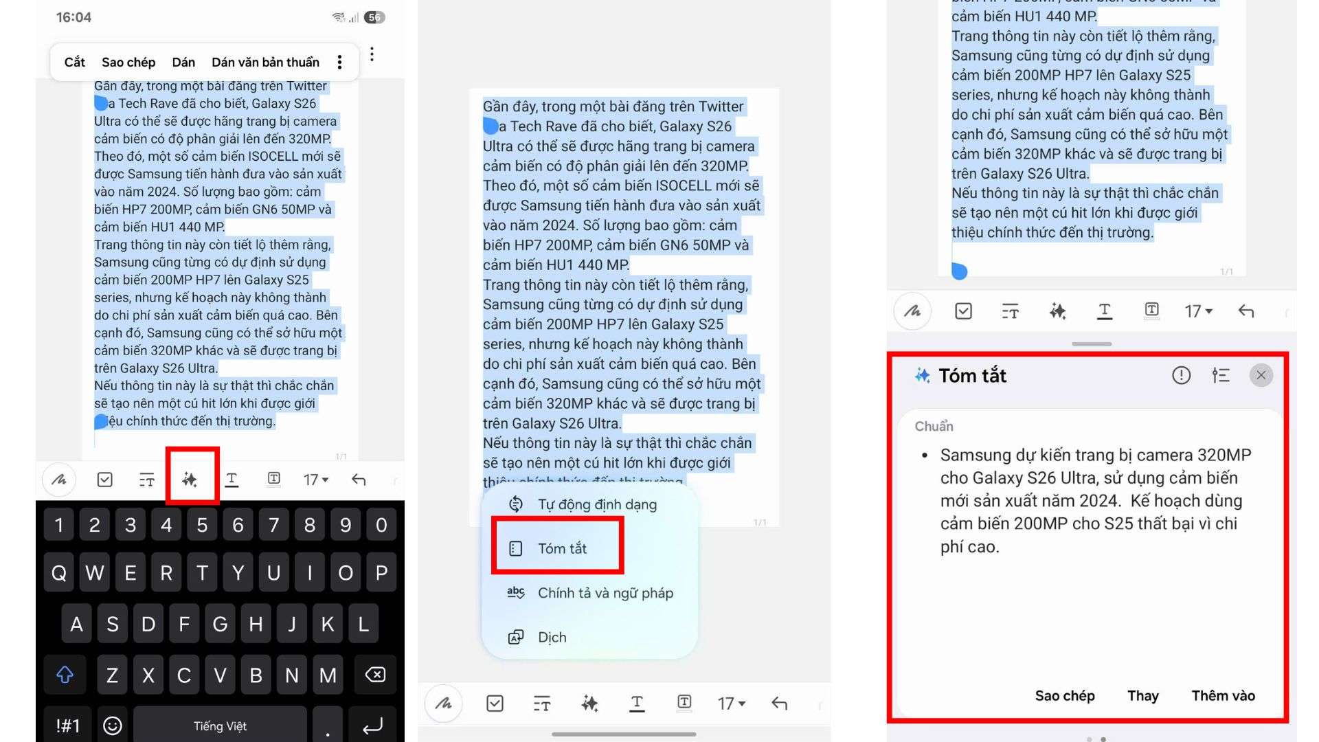 Galaxy AI trên s25 Series tóm tắt nội dung nhanh chóng