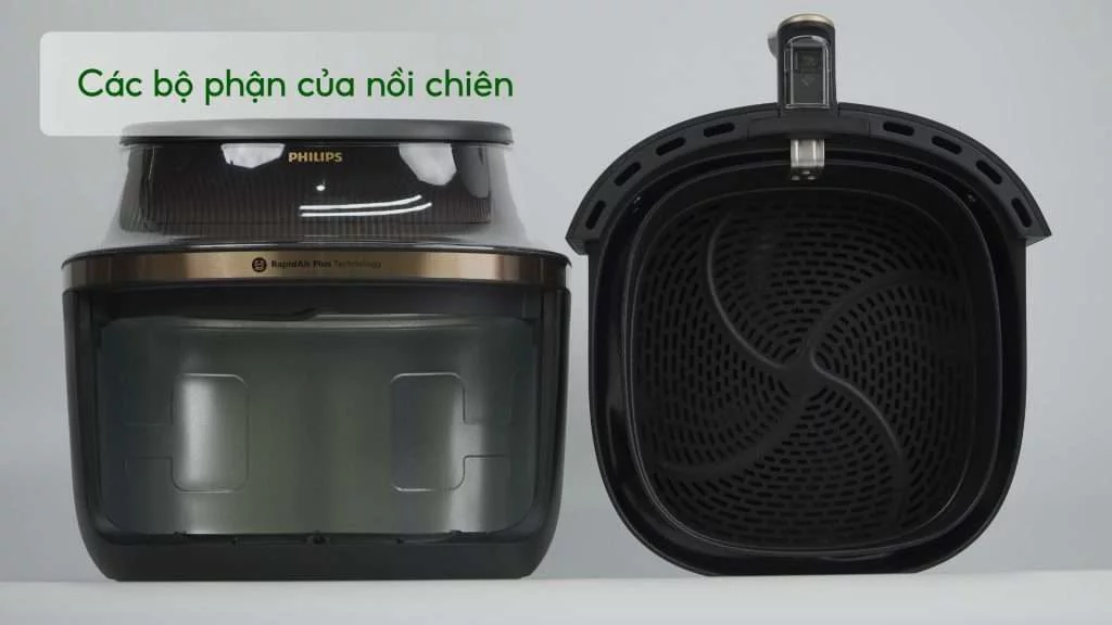 Nồi chiên không dầu PHILIPS NA342_00 Đen Các bộ phận của nồi chiên