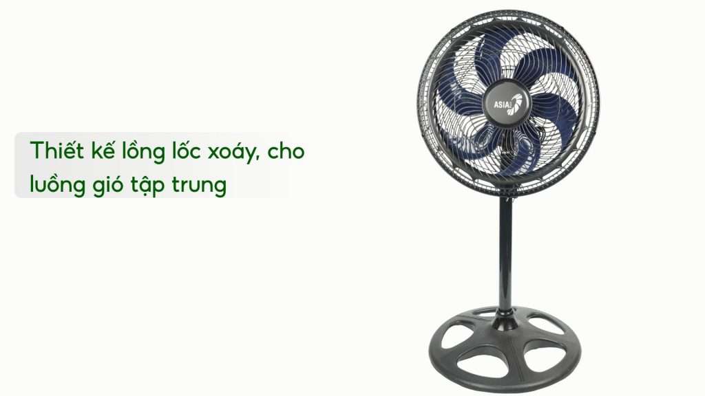 Quạt Đứng Asiavina Turbo Plus VY639092 – 90W Đen Thiết kế lồng lốc xoáy, cho luồng gió tập trung