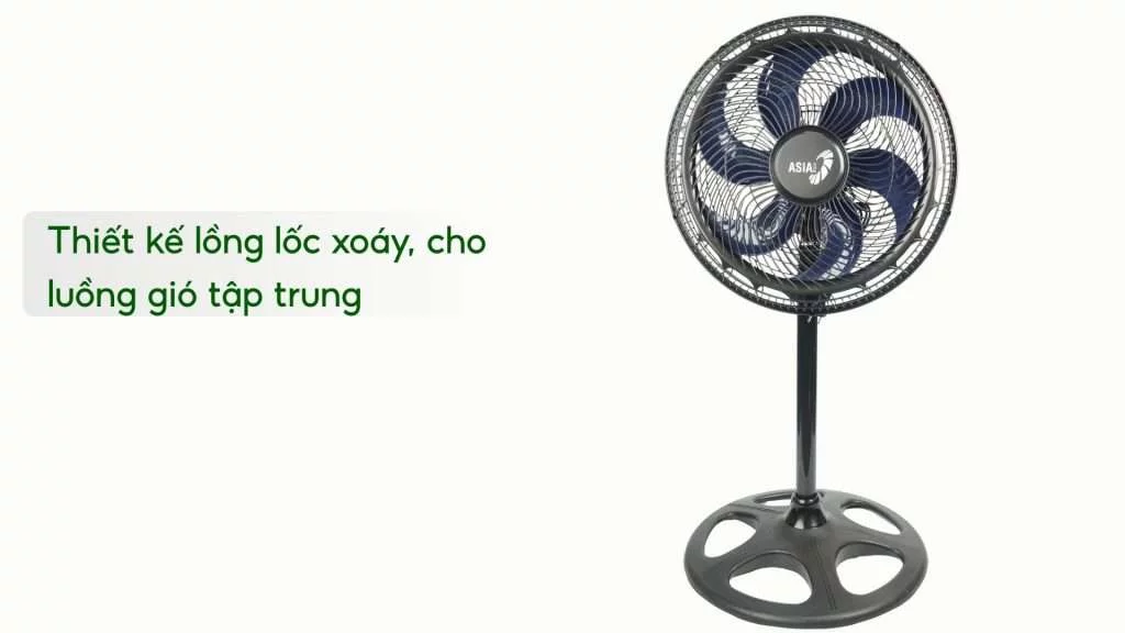 Quạt Đứng Asiavina Turbo Plus VY639092 – 90W Đen Thiết kế lồng lốc xoáy, cho luồng gió tập trung