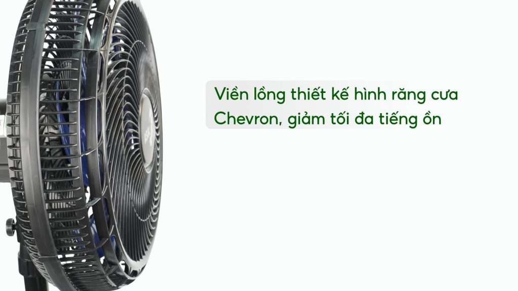 Quạt Đứng Asiavina Turbo Plus VY639092 – 90W Đen Viền lồng thiết kế hình răng cưa Chevron, giảm tối đa tiếng ồn