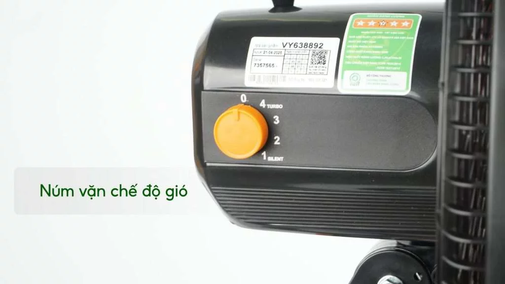 Quạt Lửng Asiavina Turbo Plus VY638892 – 90W Đen Núm vặn chế độ gió