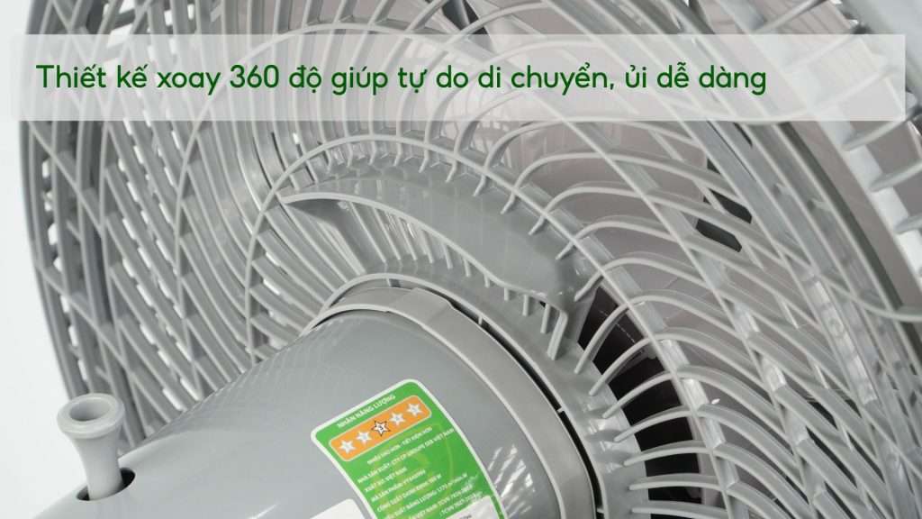 Quạt Sàn Asiavina Turbo Max VY646990 – 100W Xám Thiết kế xoay 360 độ giúp tự do di chuyển, ủi dễ dàng