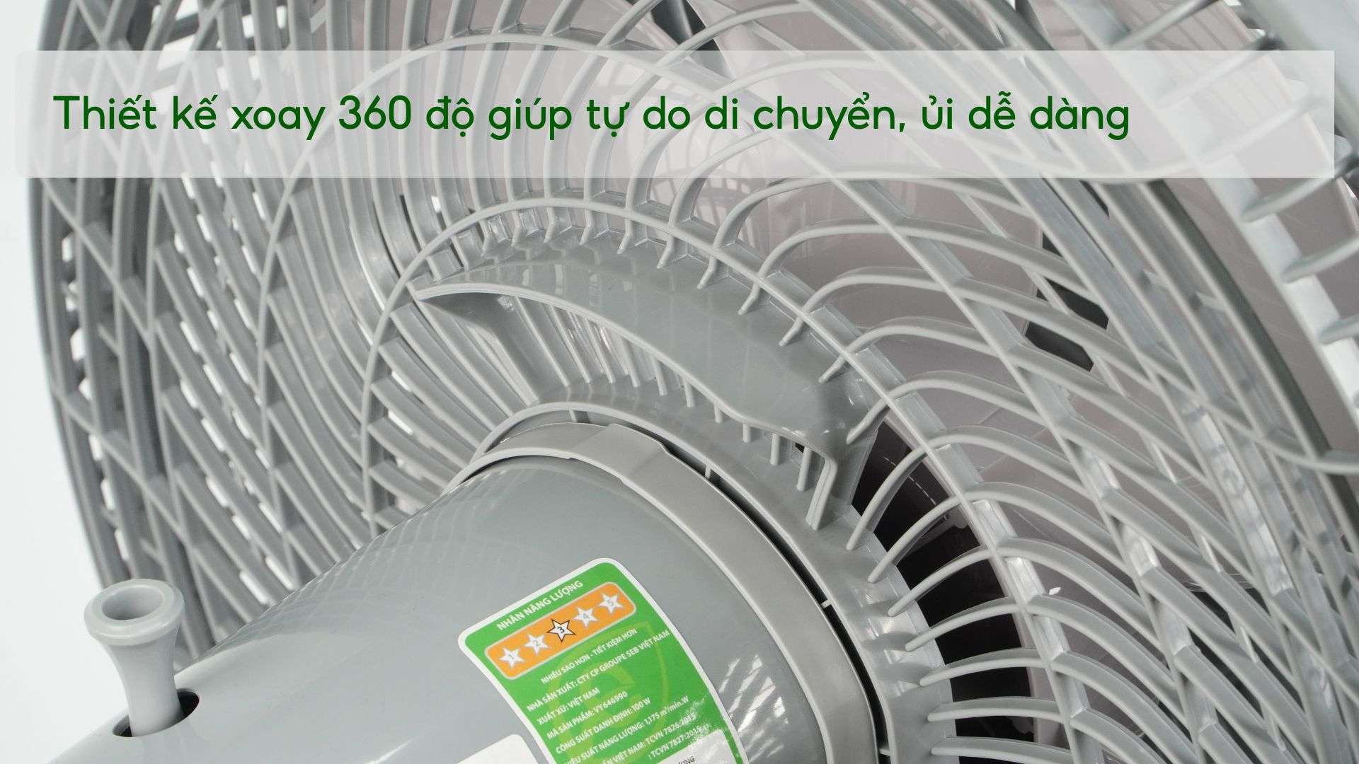 Quạt Sàn Asiavina Turbo Max VY646990 – 100W Xám Thiết kế xoay 360 độ giúp tự do di chuyển, ủi dễ dàng