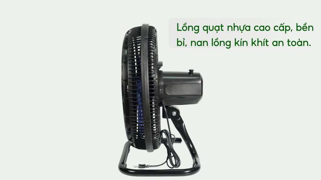 Quạt Sàn Asiavina Turbo Plus VY636092 – 90W Đen Lồng quạt nhựa cao cấp, bền bỉ, nan lồng kín khít an toàn