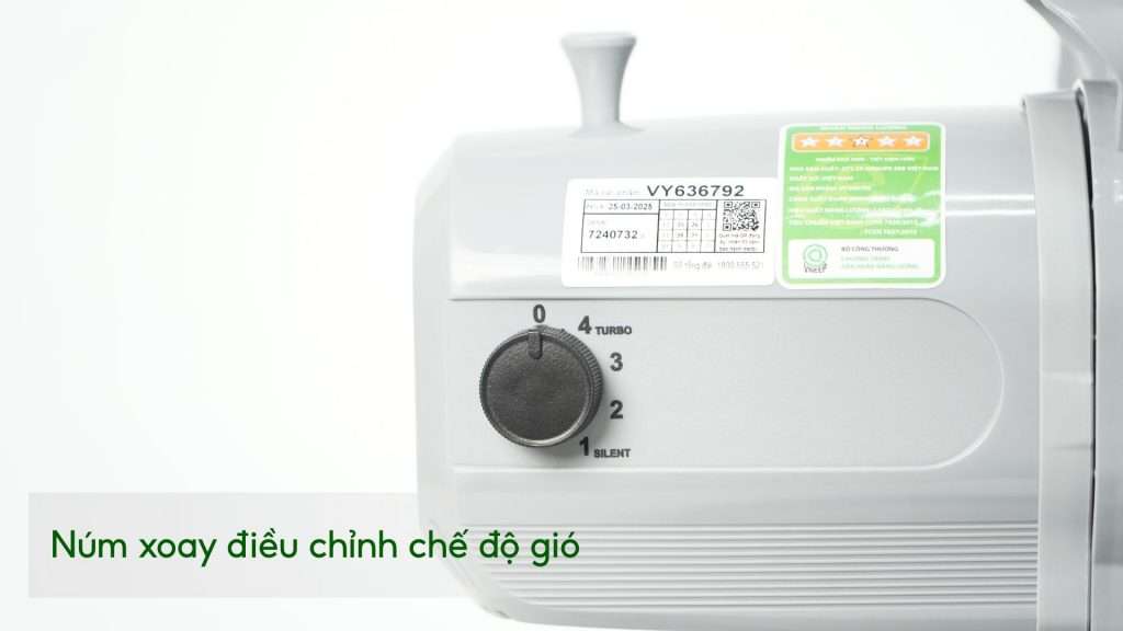 Quạt Sàn Asiavina Turbo Plus VY636792 – 90W Xám Núm xoay điều chỉnh chế độ gió