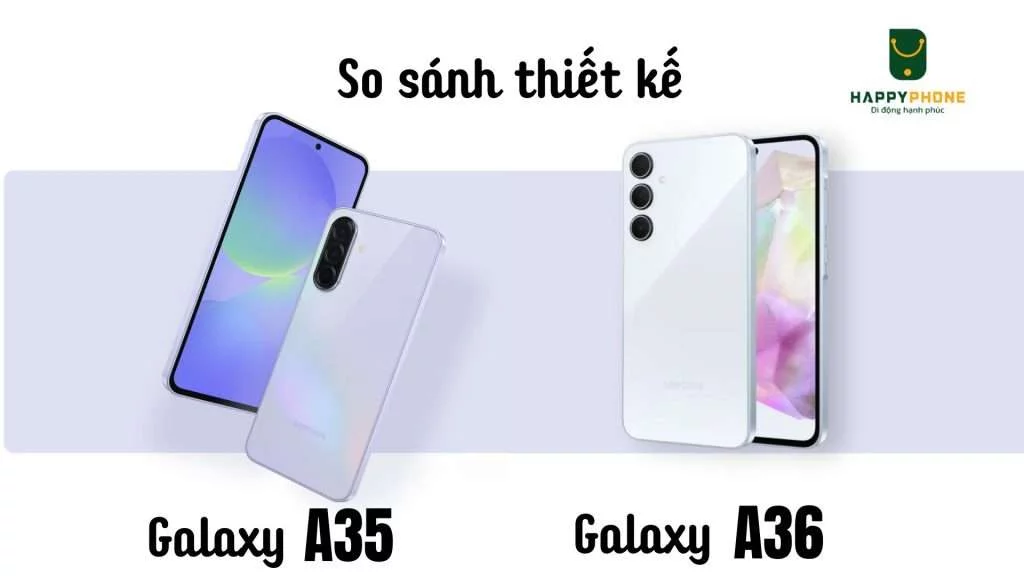 So sánh thiết kế của Galaxy A36 và A35 - có logo