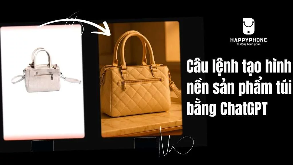 Câu lệnh tạo hình nền sản phẩm túi bằng ChatGPT có logo