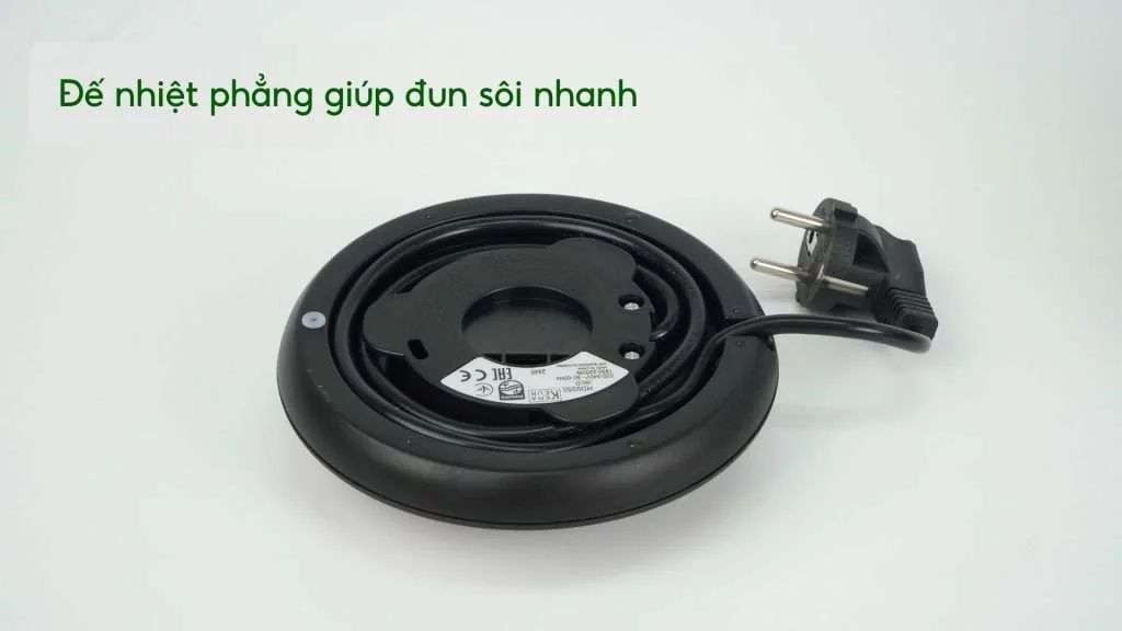 Bình đun Philips HD9350_90 Bạc và đen Đế nhiệt phẳng giúp đun sôi nhanh