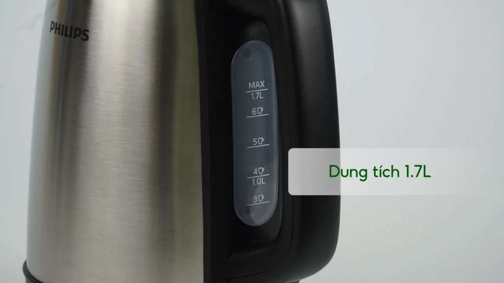 Bình đun Philips HD9350_90 Bạc và đen Dung tích 1.7L