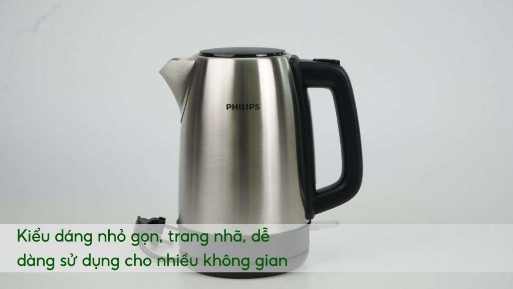 Bình đun Philips HD9350_90 Bạc và đen Kiểu dáng nhỏ gọn, trang nhã, dễ dàng sử dụng cho nhiều không gian