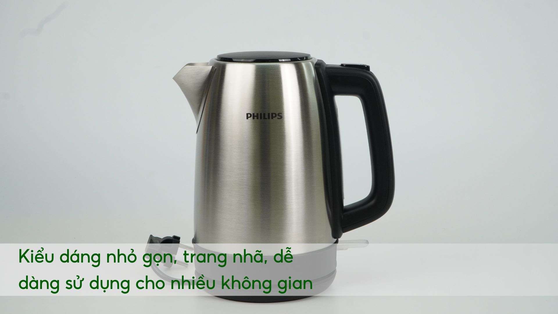 Bình đun Philips HD9350_90 Bạc và đen Kiểu dáng nhỏ gọn, trang nhã, dễ dàng sử dụng cho nhiều không gian