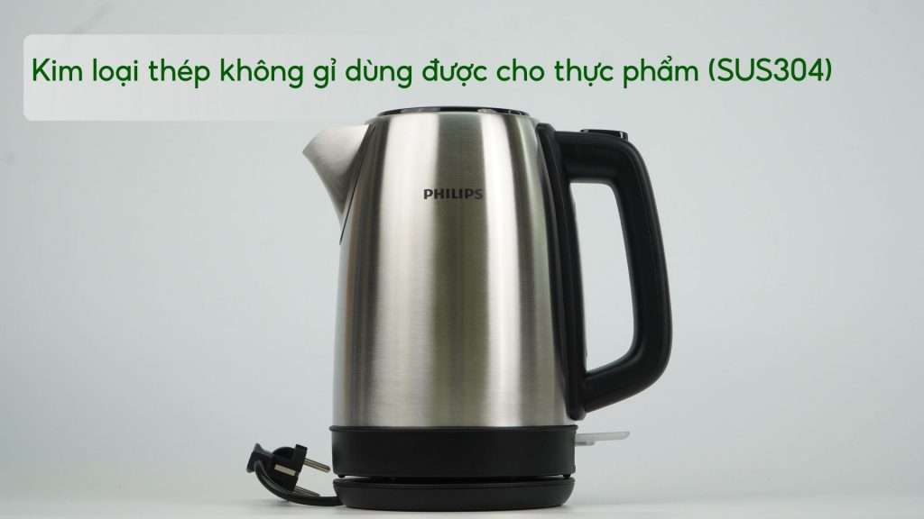 Bình đun Philips HD9350_90 Bạc và đen Kim loại thép không gỉ dùng được cho thực phẩm (SUS304)