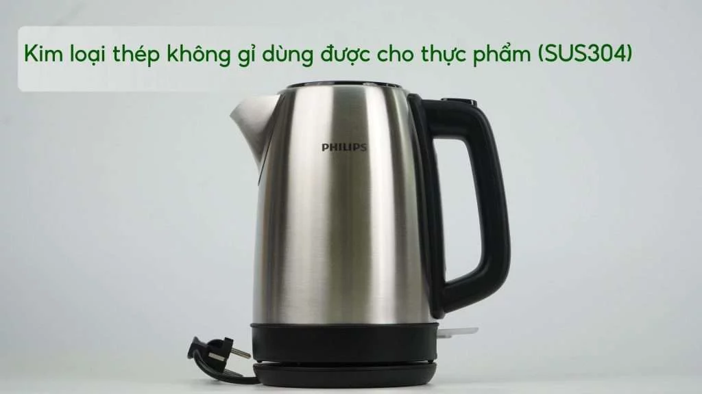 Bình đun Philips HD9350_90 Bạc và đen Kim loại thép không gỉ dùng được cho thực phẩm (SUS304)