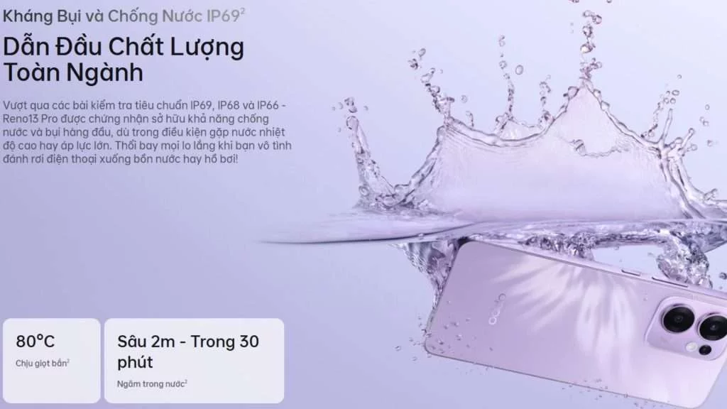 Oppo Reno13 F 4G chống nước IP69
