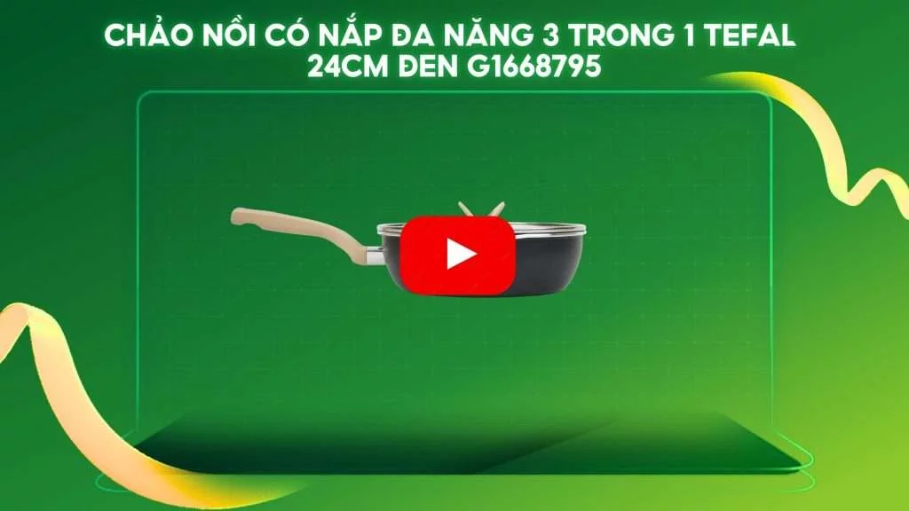 Chảo Nồi Có Nắp Đa Năng 3 Trong 1 Tefal 24Cm Đen G1668795