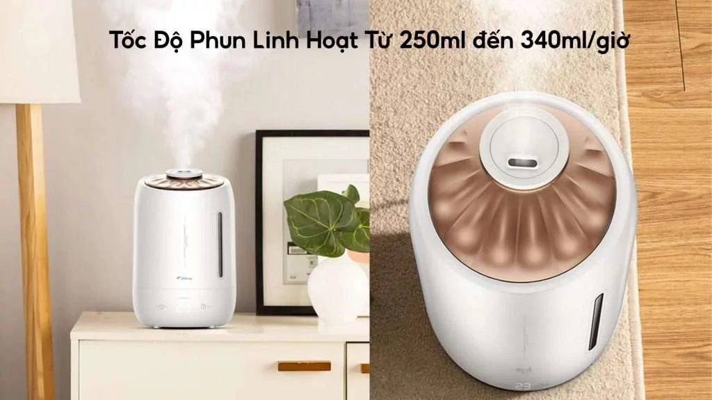 Máy tạo độ ẩm Deerma F600 Tốc Độ Phun Linh Hoạt Từ 250ml đến 340ml_giờ
