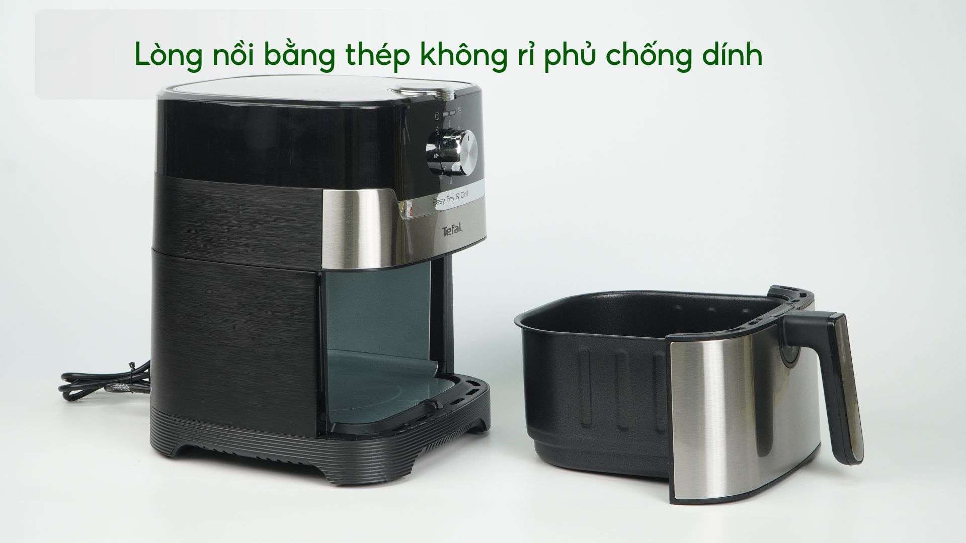 Nồi chiên không dầu Tefal 2in1 EY501D15 4.6L Cơ Lòng nồi bằng thép không rỉ phủ chống dính