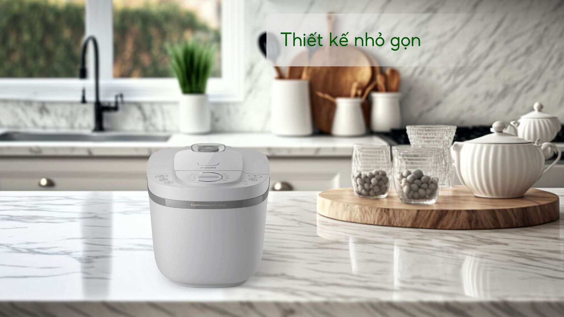 Nồi cơm điện tử Philips HD4719_32 thiết kế nhỏ gọn