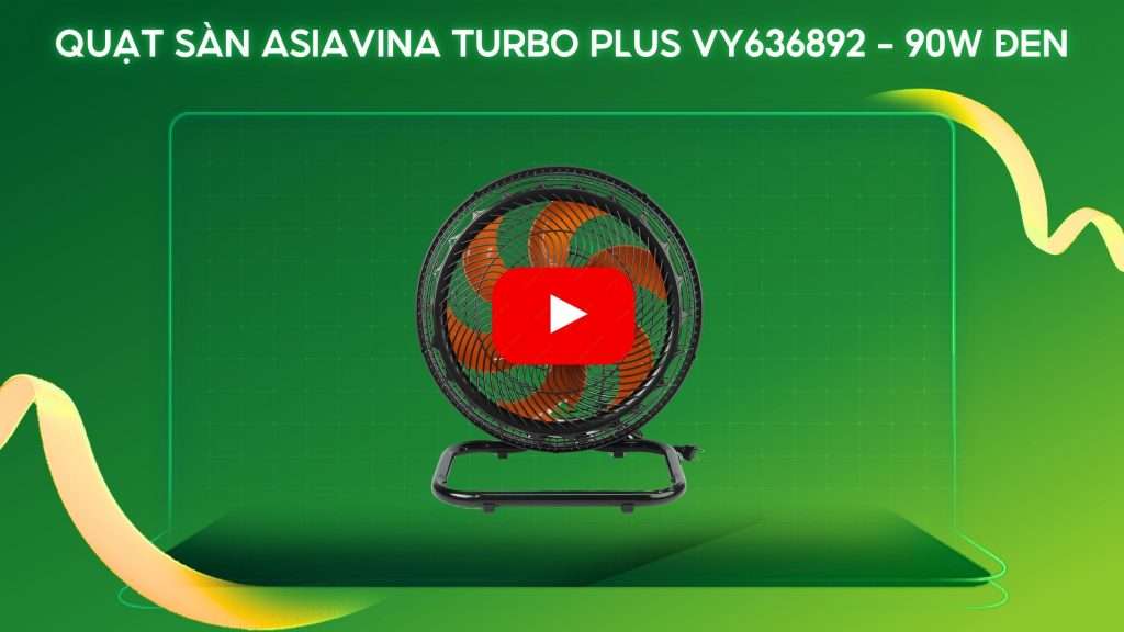 Quạt Sàn Asiavina Turbo Plus VY636892 – 90W Đen