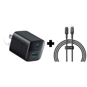 Củ sạc Anker 323 33W màu đen + Cáp sạc Baseus Unbreakable Type-C to iP 20W 1m màu đen