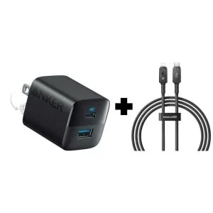 Củ sạc Anker 323 33W màu đen + Cáp sạc Baseus Unbreakable Type-C to iP 20W 1m màu đen
