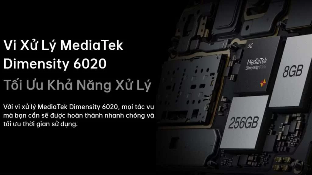 ĐTDĐ Oppo A79 5G (8-256GB) Đen Chip xử lý Mediatek Dimensity 6020