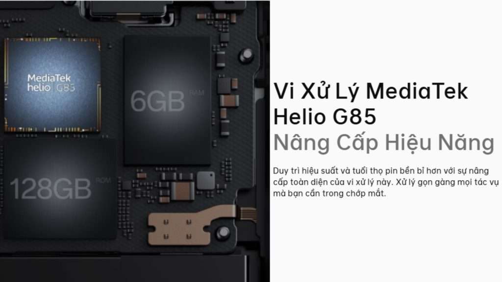 Hiệu năng vượt trội với chip MediaTek Helio G85 Oppo A58 (6GB-128GB)