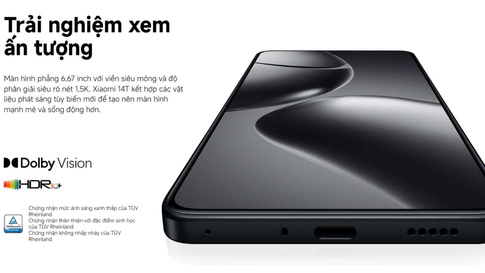 Màn Hình AMOLED 6.67 Inch Sắc Nét xiaomi 14t 5g