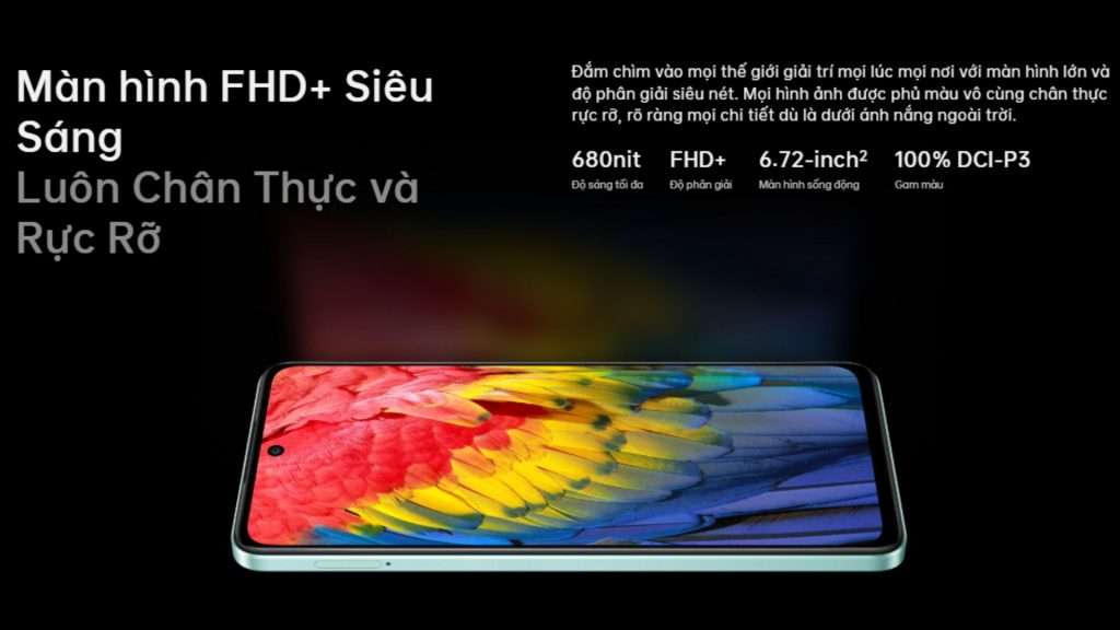 Màn hình Full HD+ sắc nét, trải nghiệm hình ảnh sống động Oppo A58 (6GB-128GB)