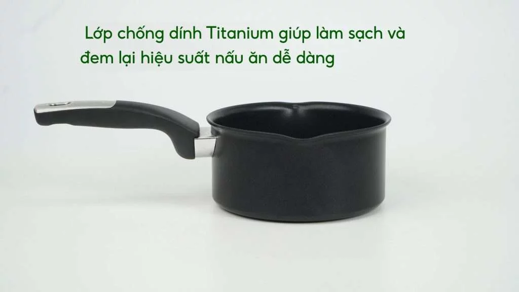 Nồi cán dài_ Quánh Tefal Unlimited 16cm – G2552802 Lớp chống dính Titanium giúp làm sạch và đem lại hiệu suất nấu ăn dễ dàng