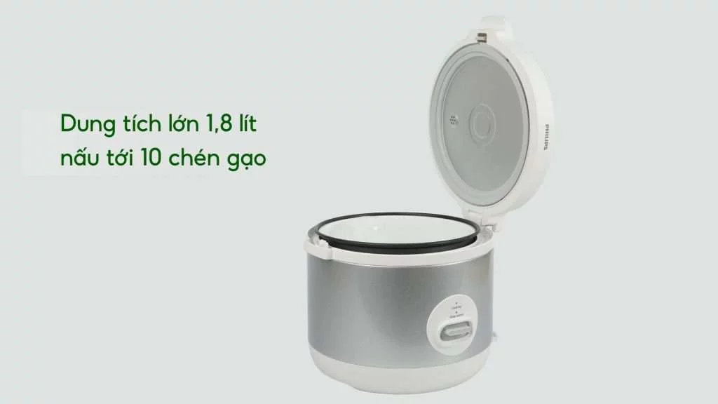 Nồi cơm điện PHILIPS HD3008_30_Bạc Dung tích lớn 1,8 lít nấu tới 10 chén gạo