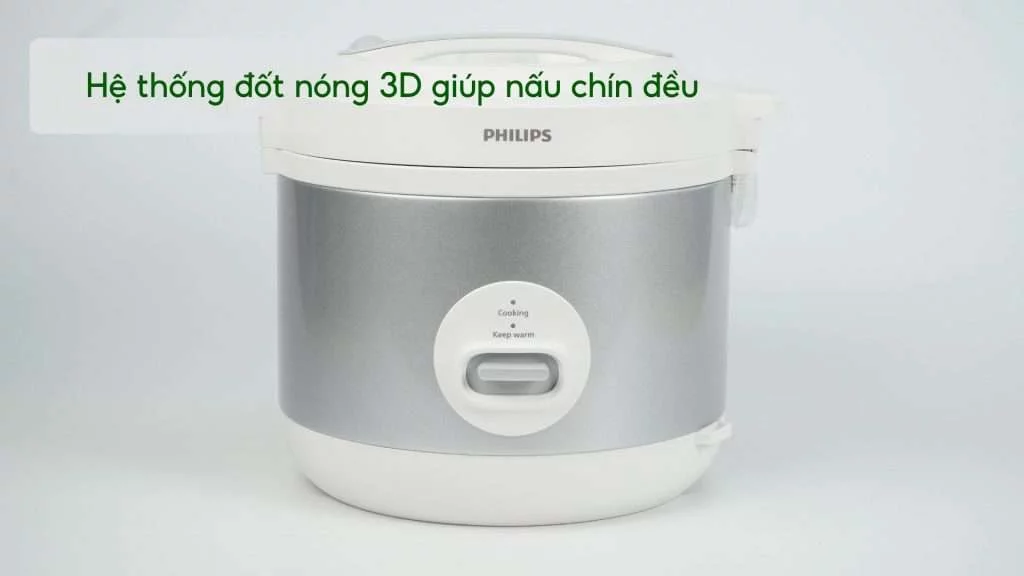 Nồi cơm điện PHILIPS HD3008_30_Bạc Hệ thống đốt nóng 3D giúp nấu chín đều