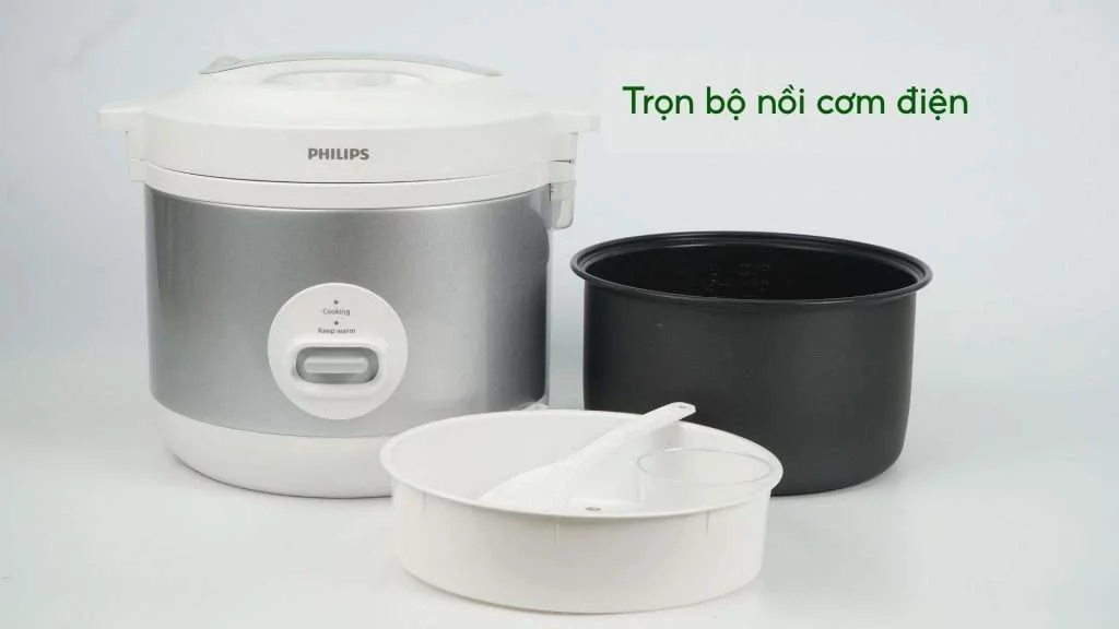 Nồi cơm điện PHILIPS HD3008_30_Bạc Trọn bộ nồi cơm điện