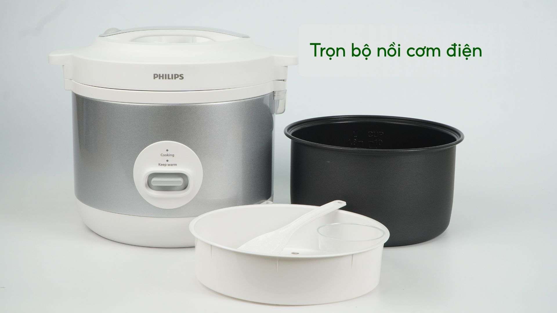 Nồi cơm điện PHILIPS HD3008_30_Bạc Trọn bộ nồi cơm điện
