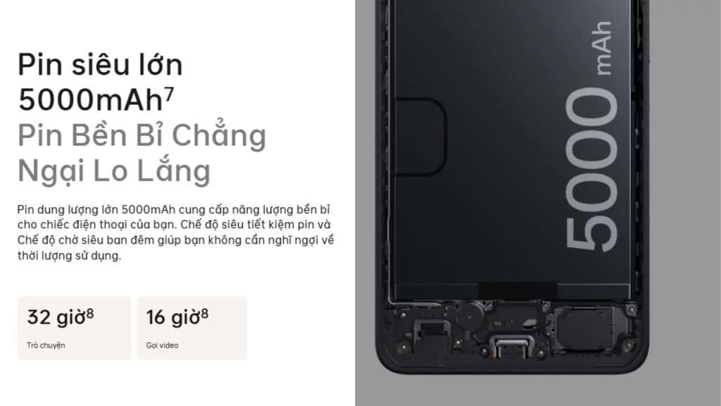Pin dung lượng lớn, sử dụng bền bỉ Oppo A58 (6GB-128GB)