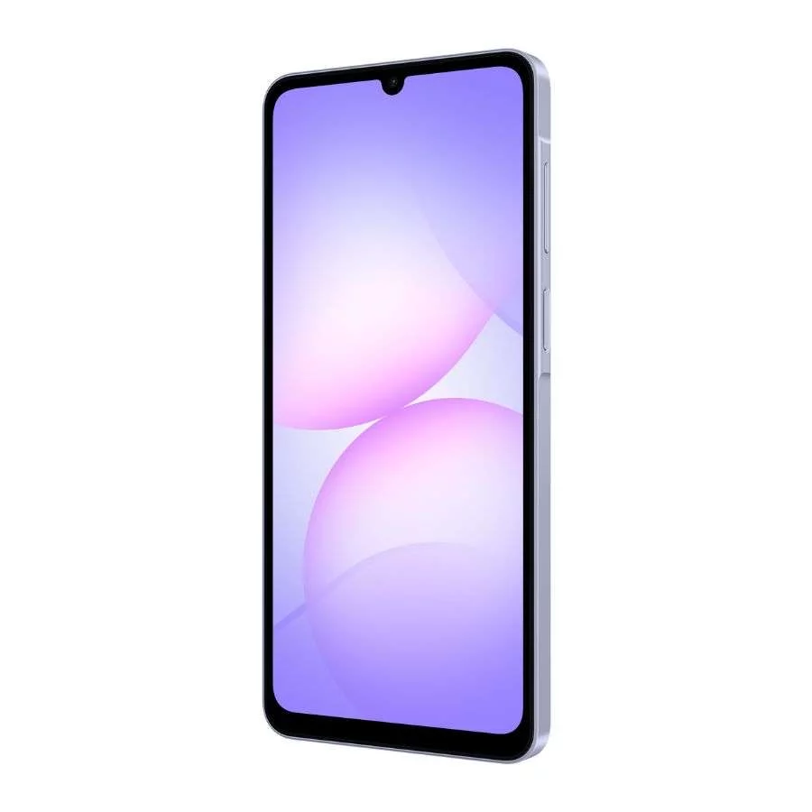 Samsung Galaxy A07 màu tím nhạt mặt trước góc phải