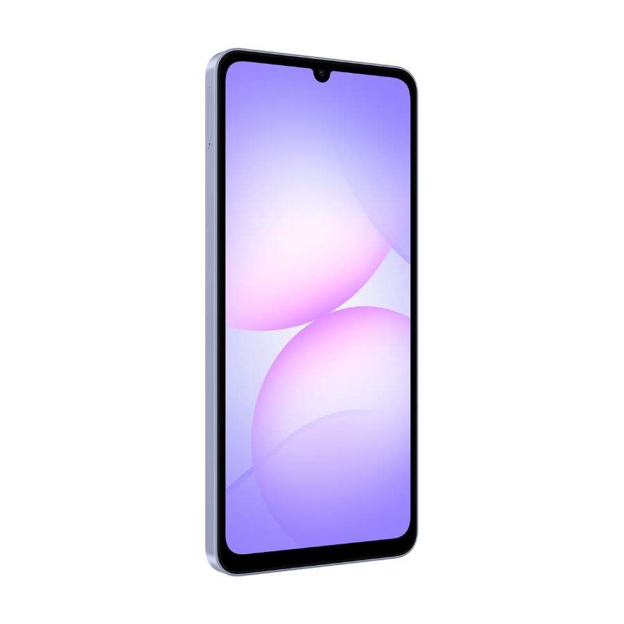 Samsung Galaxy A07 màu tím nhạt mặt trước góc trái