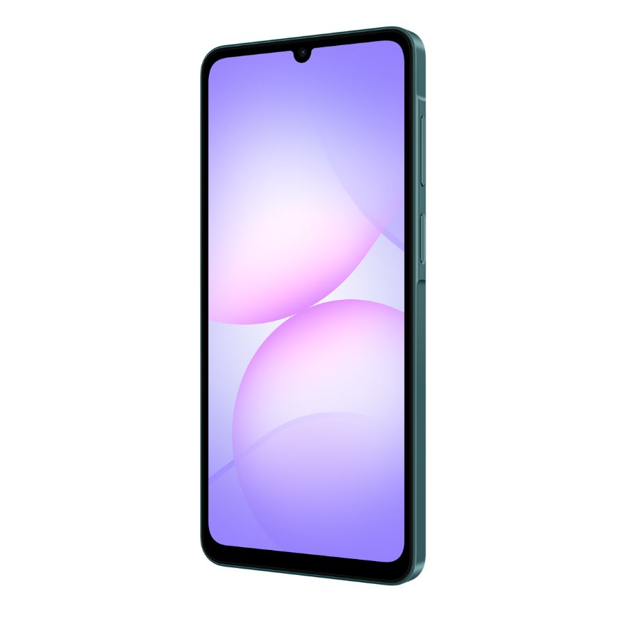 Samsung Galaxy A07 màu xanh mặt trước góc phải