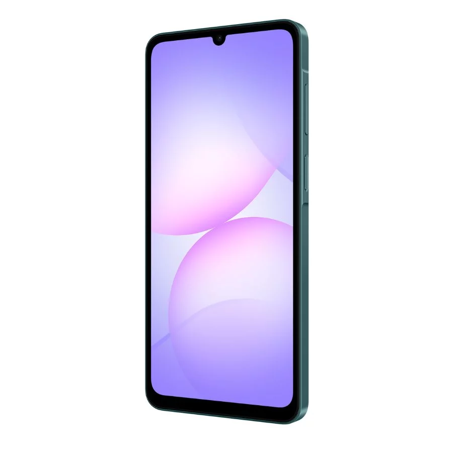 Samsung Galaxy A07 màu xanh mặt trước góc phải
