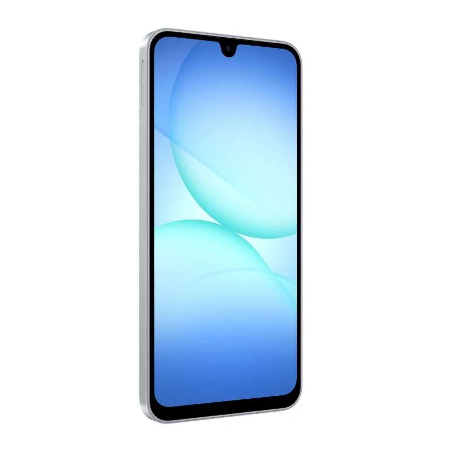 Samsung Galaxy A17 màu xám nhạt mặt trước góc trái