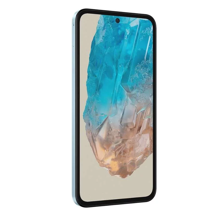 Samsung Galaxy M35 5G 8GB-256GB màu xanh nhạt mặt trước trái
