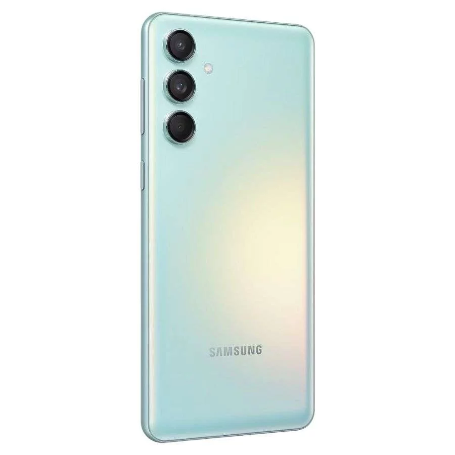 Samsung Galaxy M55 5G 12GB_256GB xanh nhạt mặt bên trái