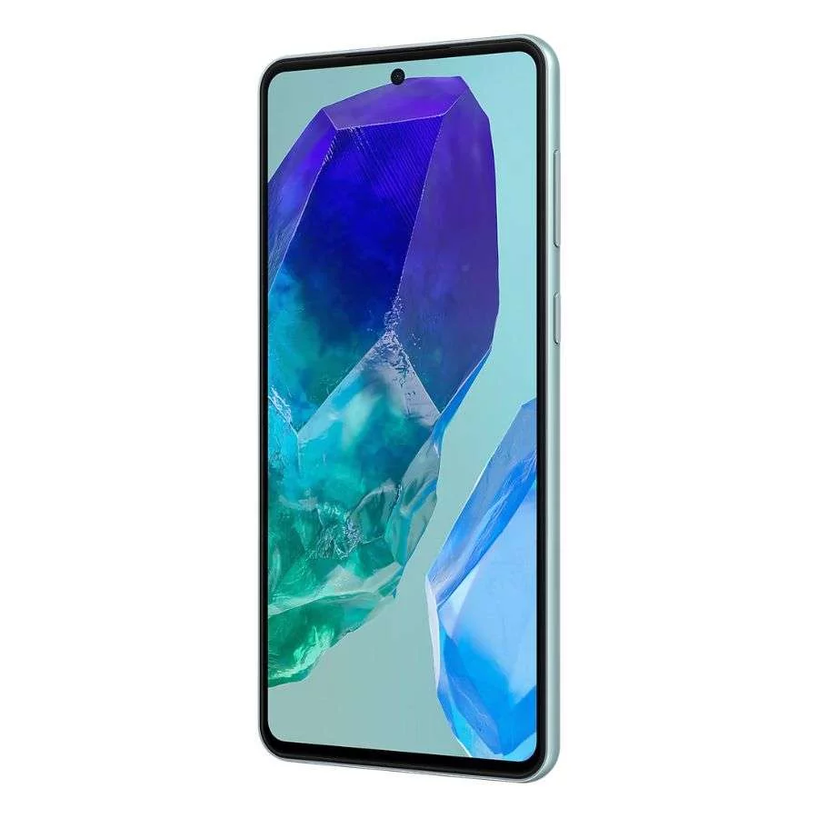 Samsung Galaxy M55 5G 12GB_256GB xanh nhạt mặt trước bên phải