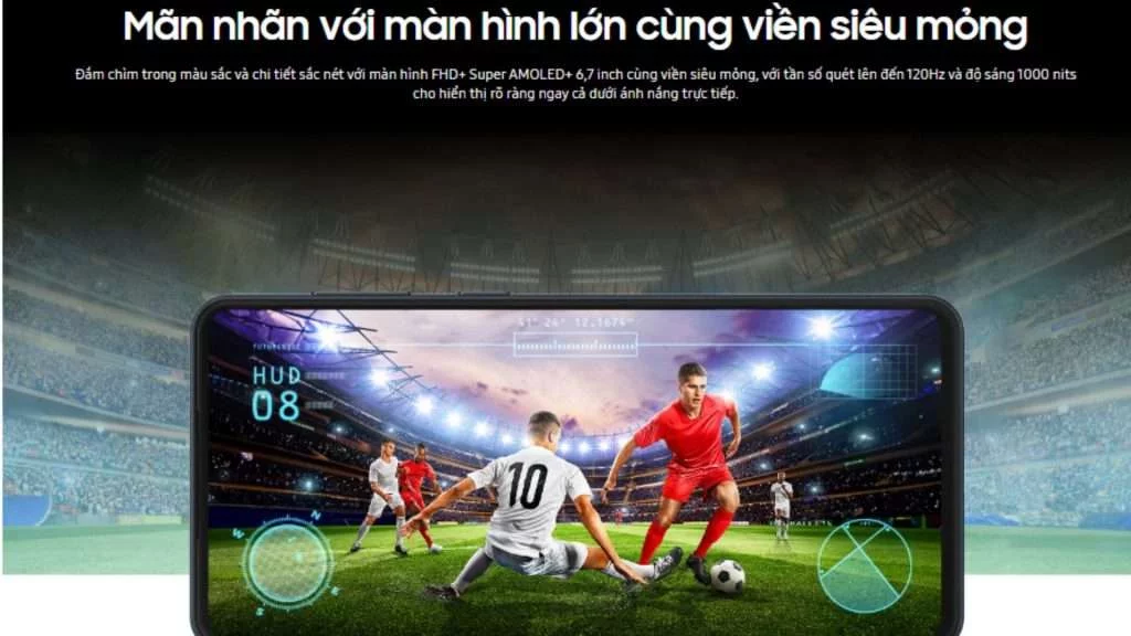 Thị giác bùng nổ trên màn hình Super AMOLED+ 120Hz Samsung Galaxy M55 5G 12GB_256GB